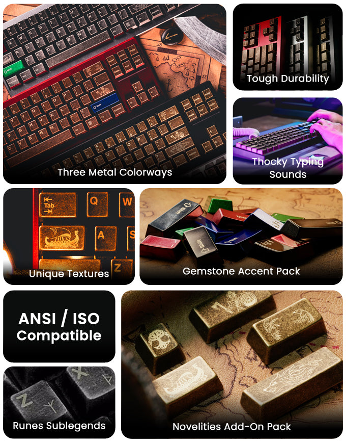 (Group Buy) Awekeys Viking Antiques Full Metal Keycap Set (Base Kits)