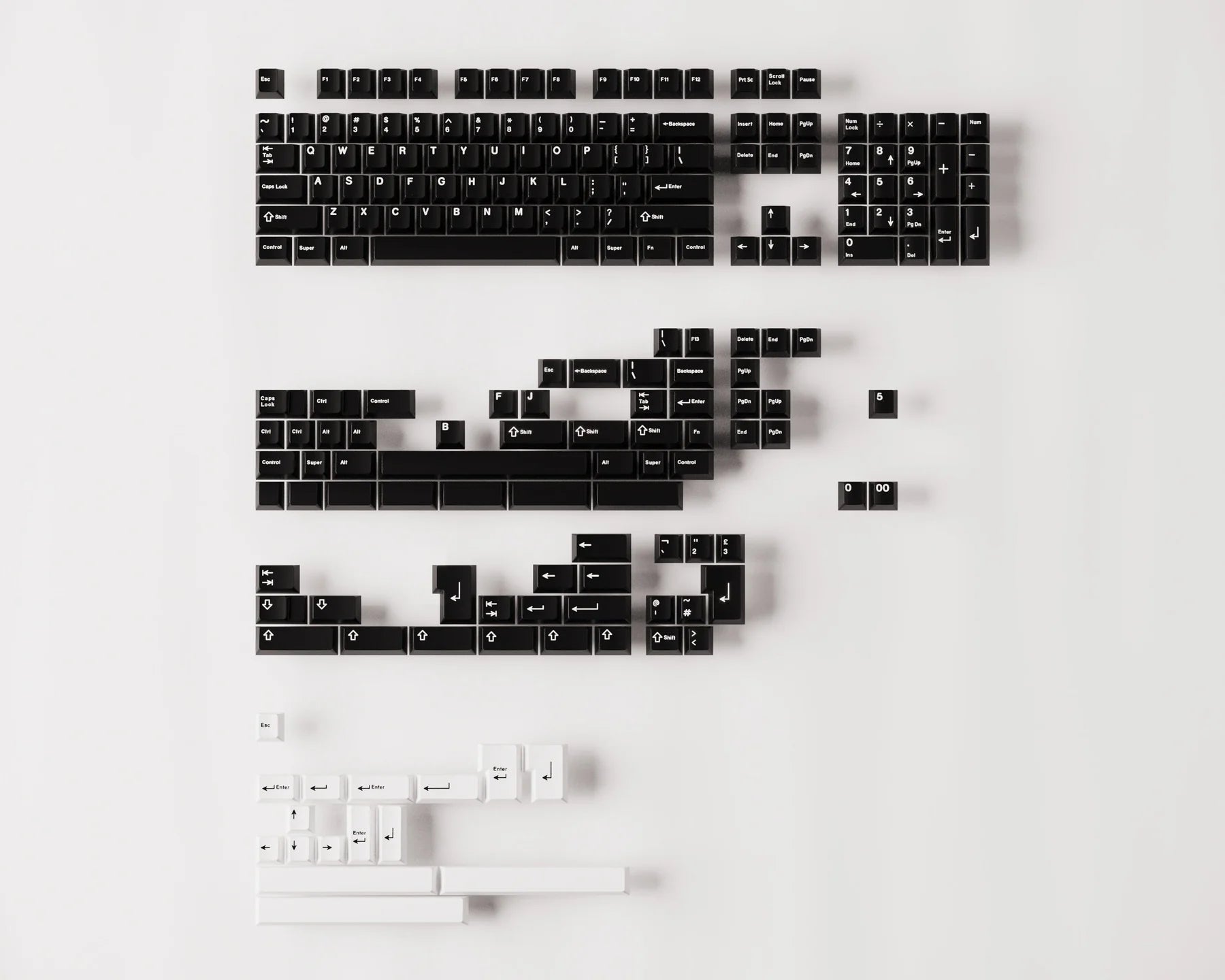 (In Stock) SW White on Black Keycaps ABS/PBT Blend