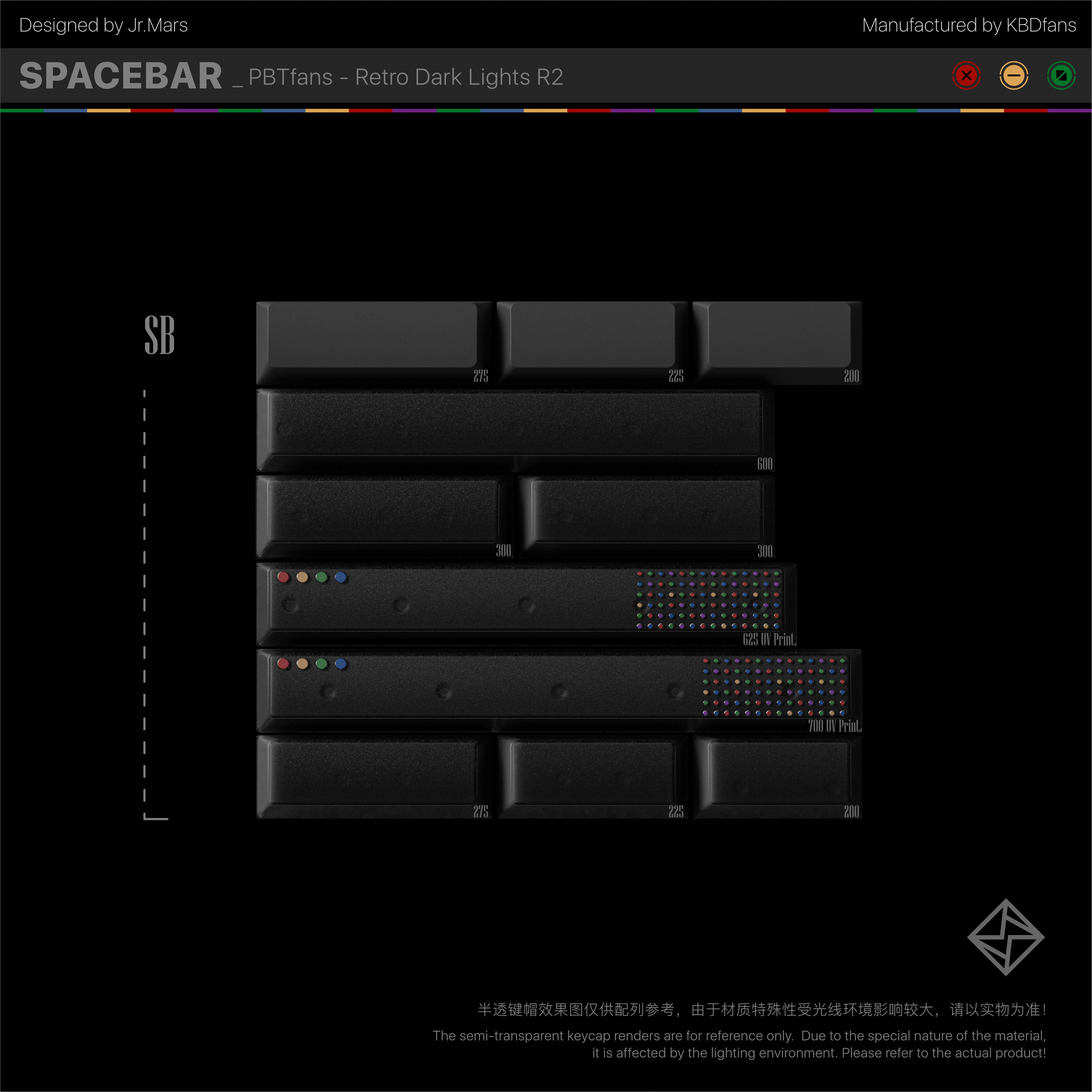 (In Stock) PBTfans Retro Dark Lights R2 Keycaps