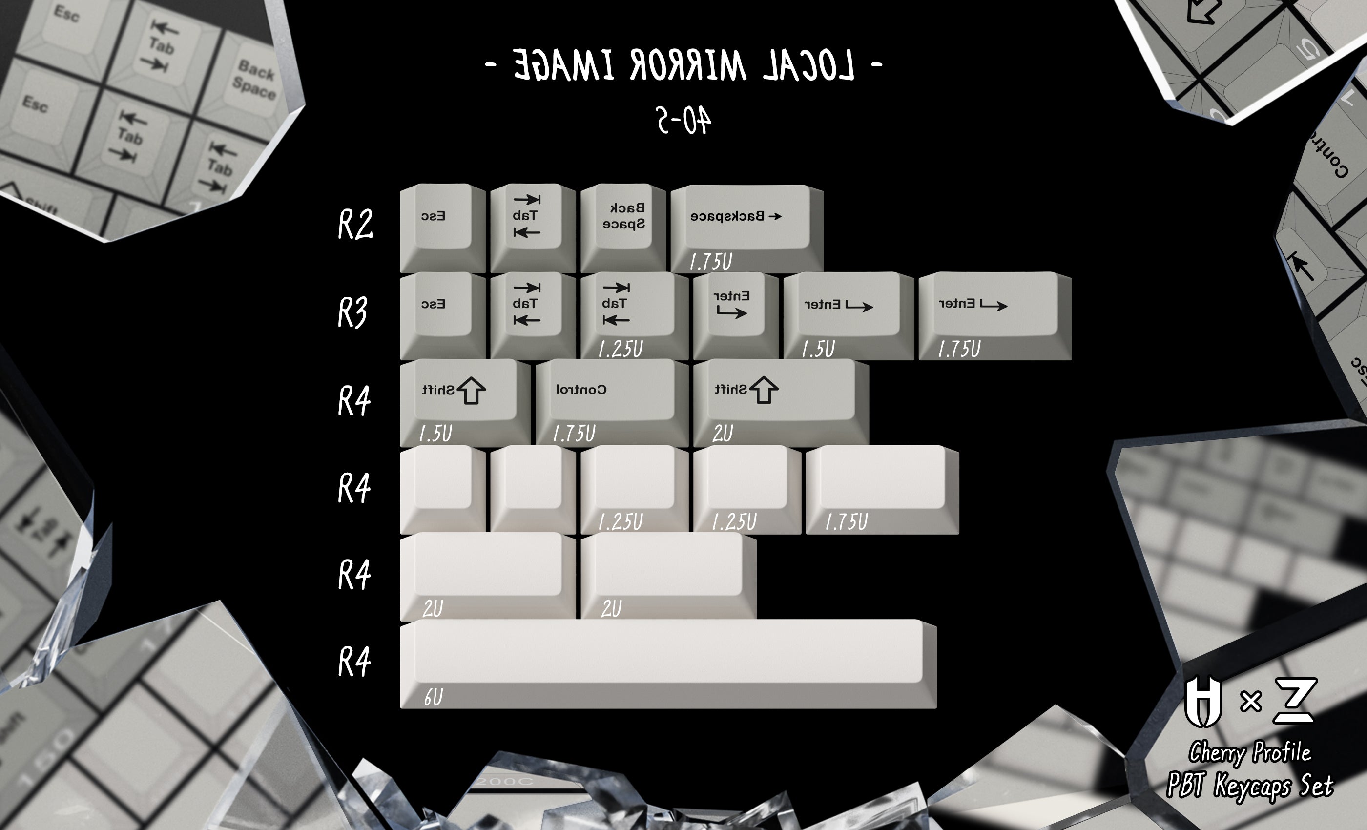 (In Stock) Zero-G Studio x Hammer PBT "Mirror Image" Keycaps