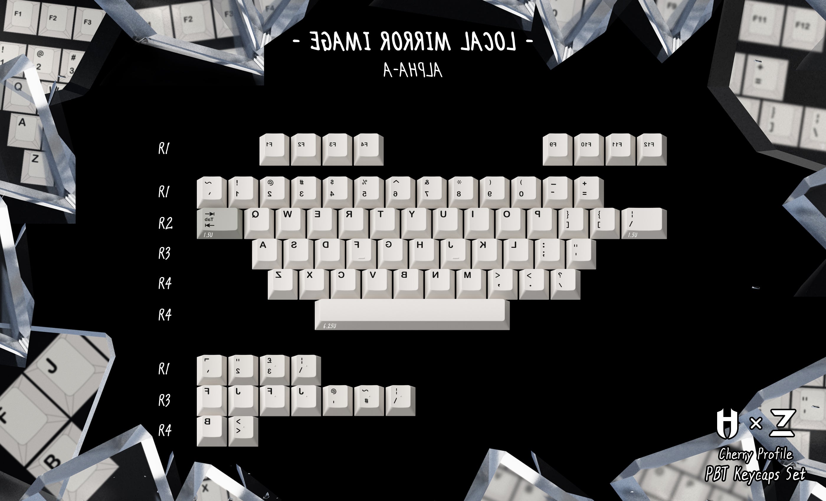 (In Stock) Zero-G Studio x Hammer PBT "Mirror Image" Keycaps