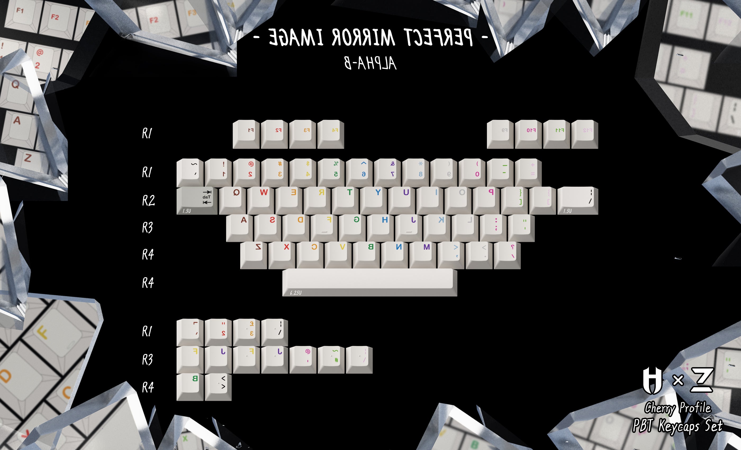 (In Stock) Zero-G Studio x Hammer PBT "Mirror Image" Keycaps