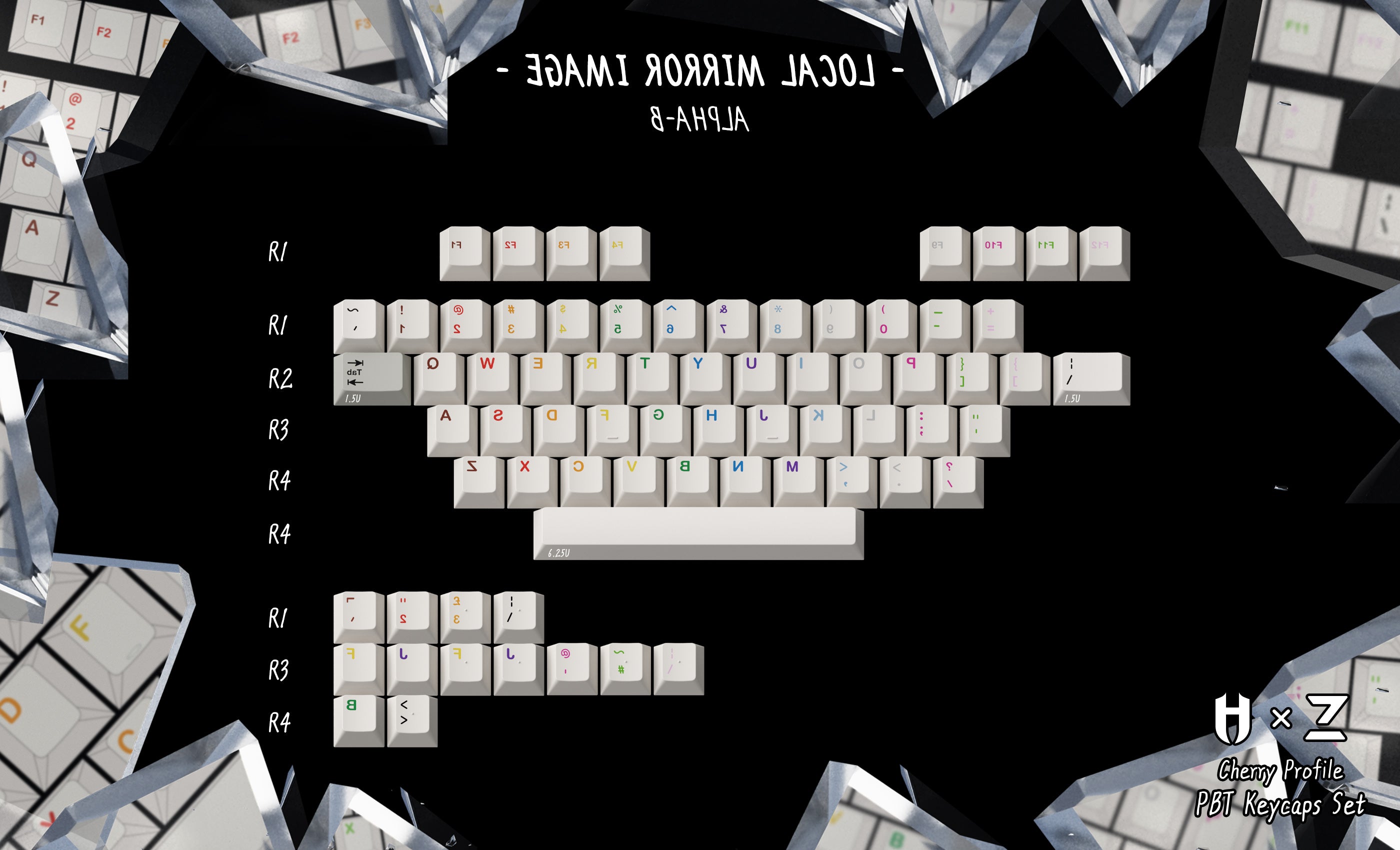 (In Stock) Zero-G Studio x Hammer PBT "Mirror Image" Keycaps