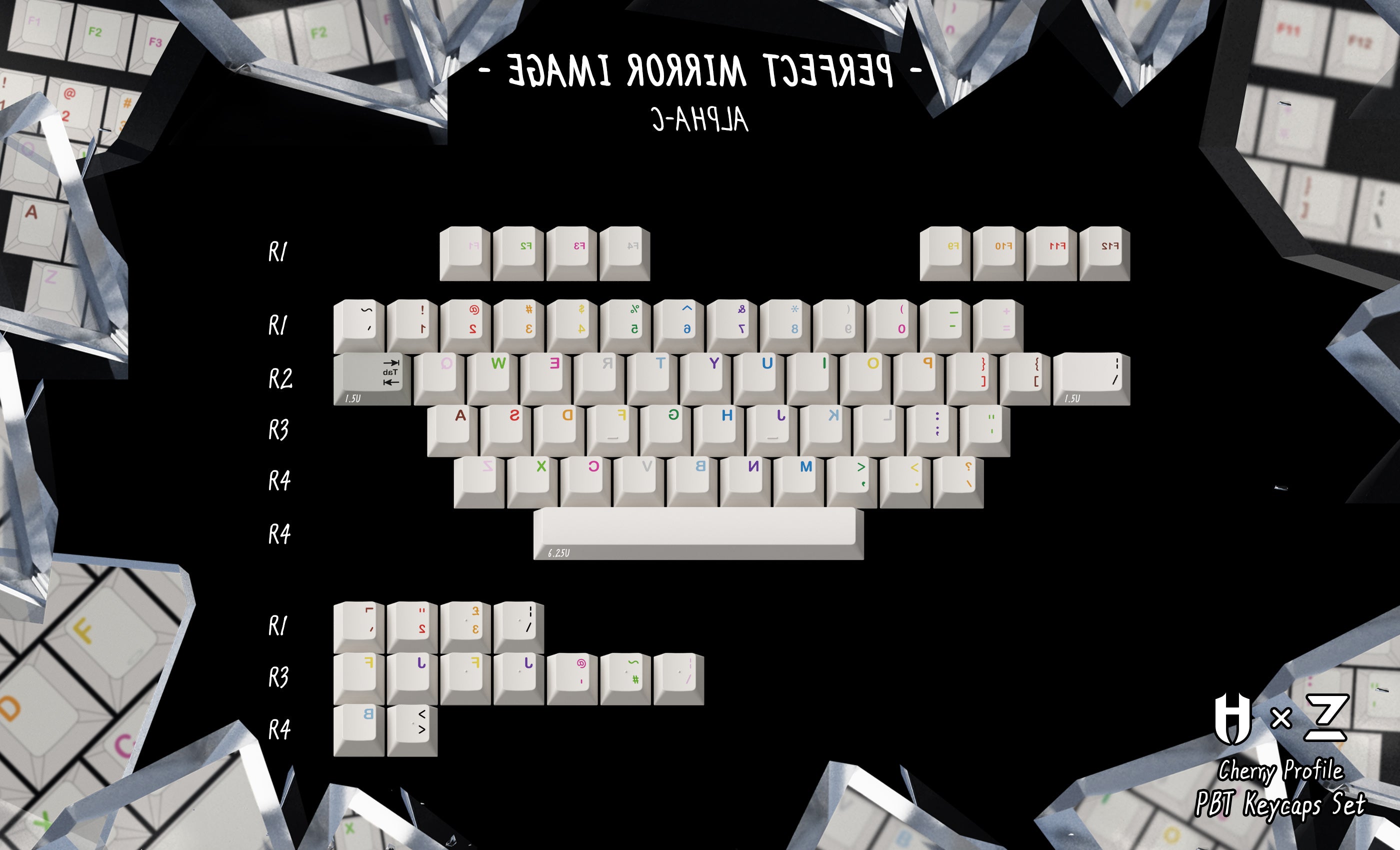 (In Stock) Zero-G Studio x Hammer PBT "Mirror Image" Keycaps