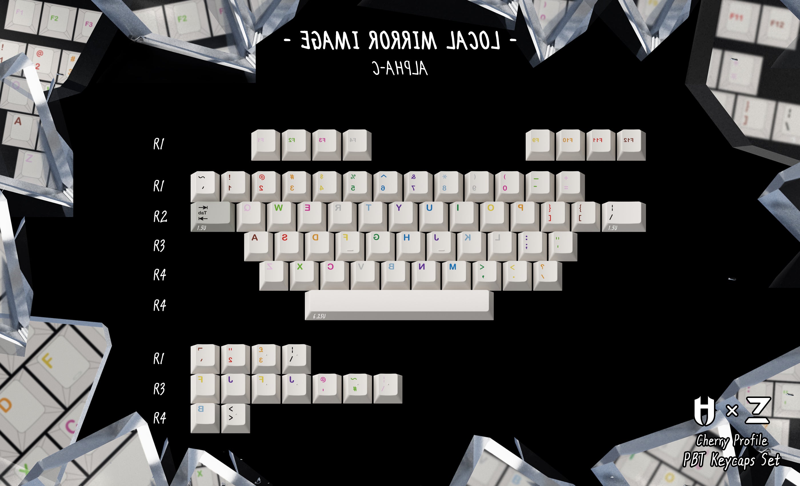 (In Stock) Zero-G Studio x Hammer PBT "Mirror Image" Keycaps