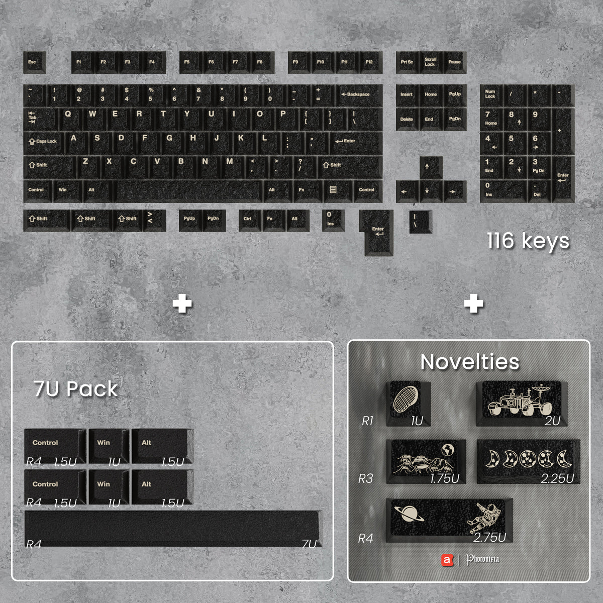 (Group Buy) Awekeys Metal Keycaps Set - Moon Landing