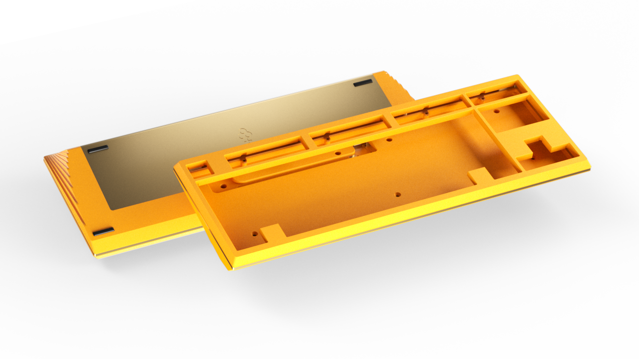 render of Keycult No. 3 yellow with brass accents