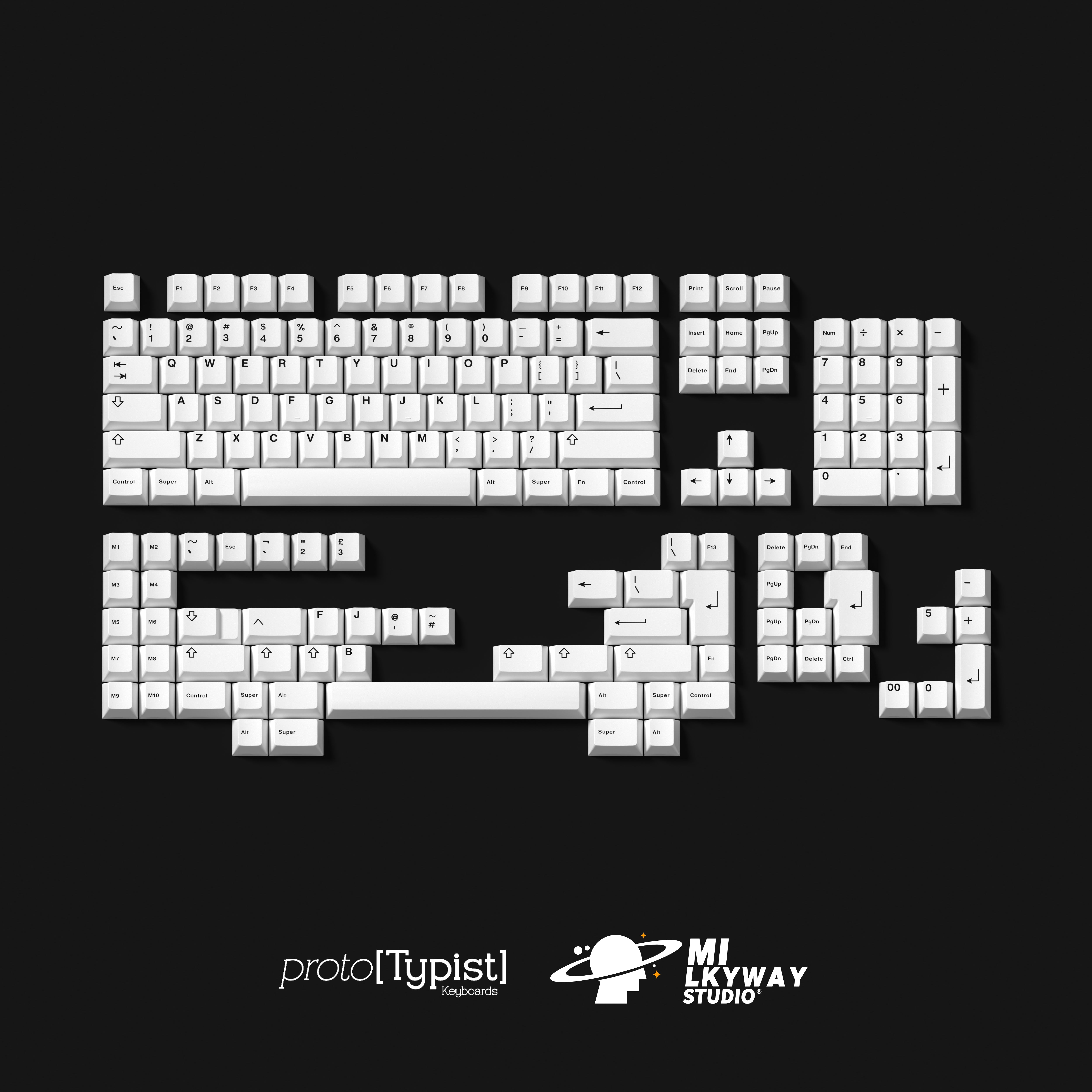 (In Stock) MW x PT Black on White Keycaps