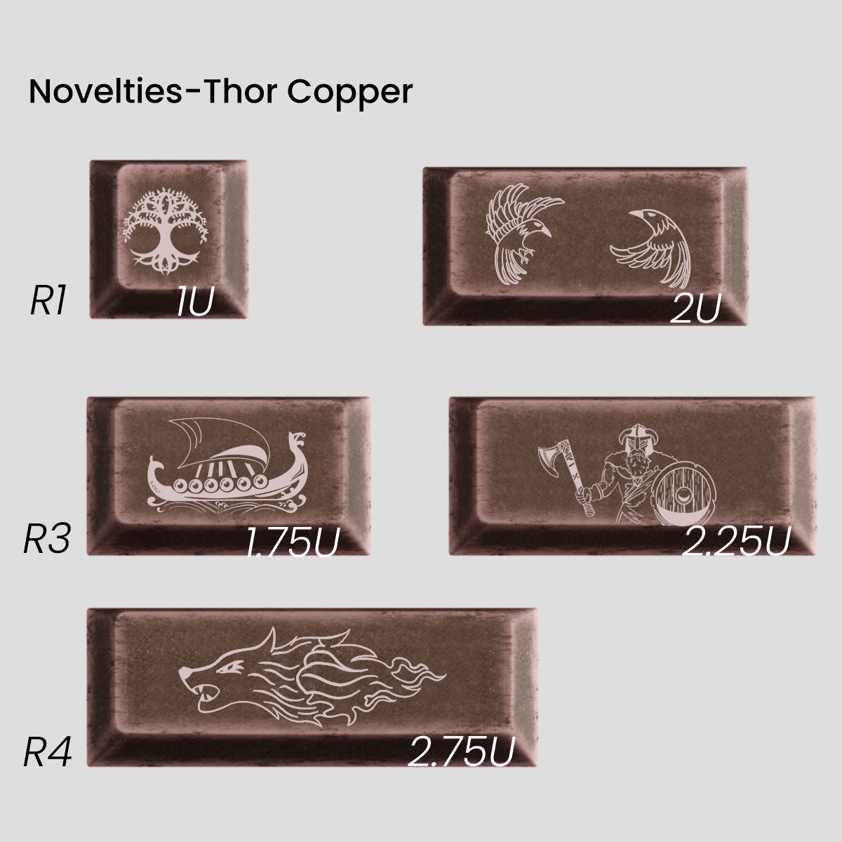 (Group Buy) Awekeys Viking Antiques Full Metal Keycap Set (Spacebar & Novelties Kits)