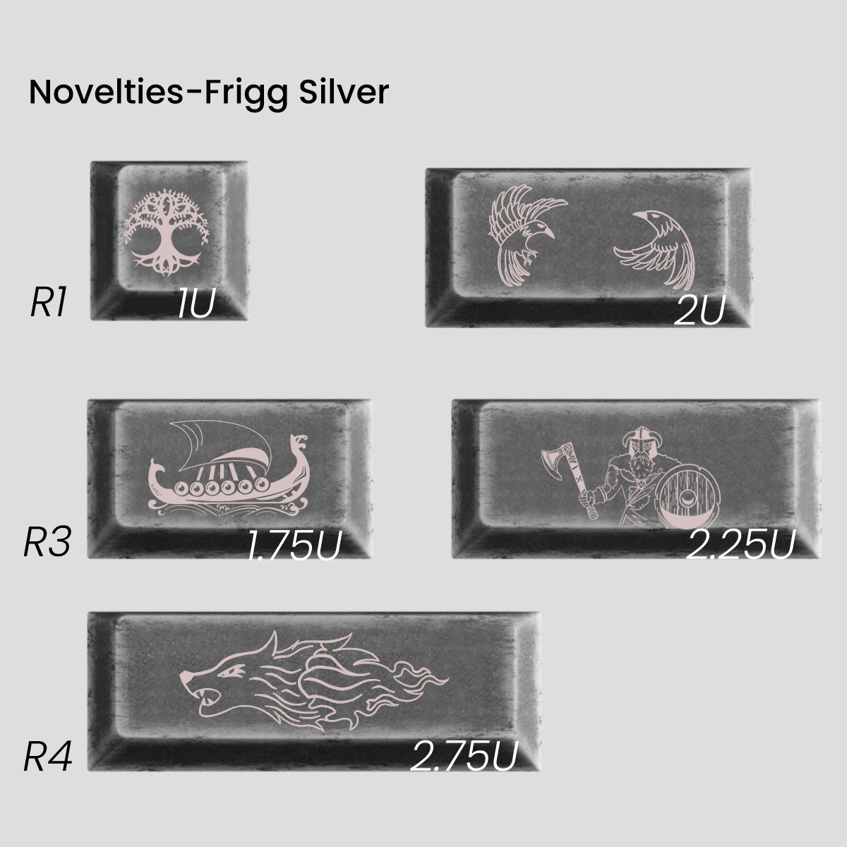 (Group Buy) Awekeys Viking Antiques Full Metal Keycap Set (Spacebar & Novelties Kits)