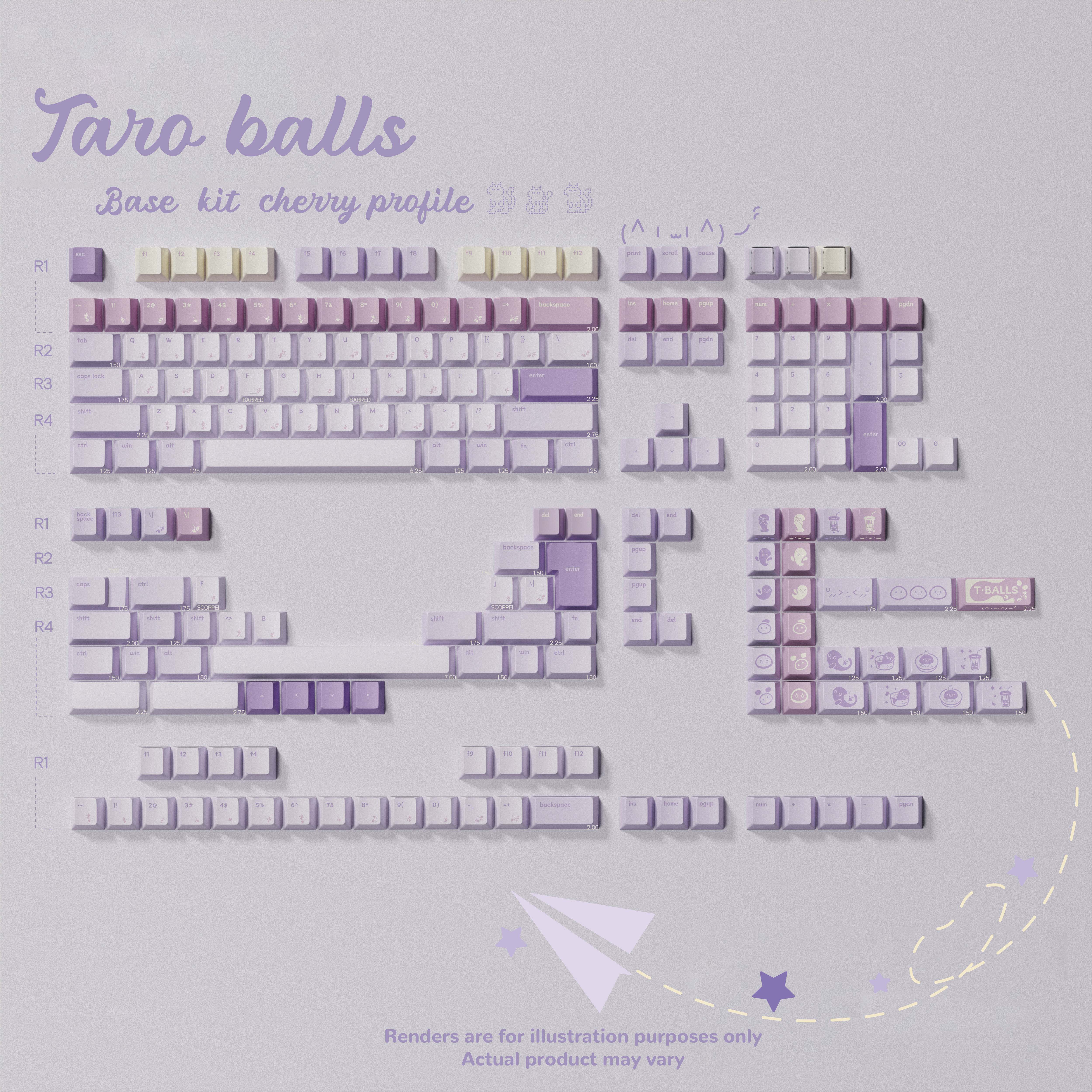 (Pre-Order) QK Taro Balls Keykaps