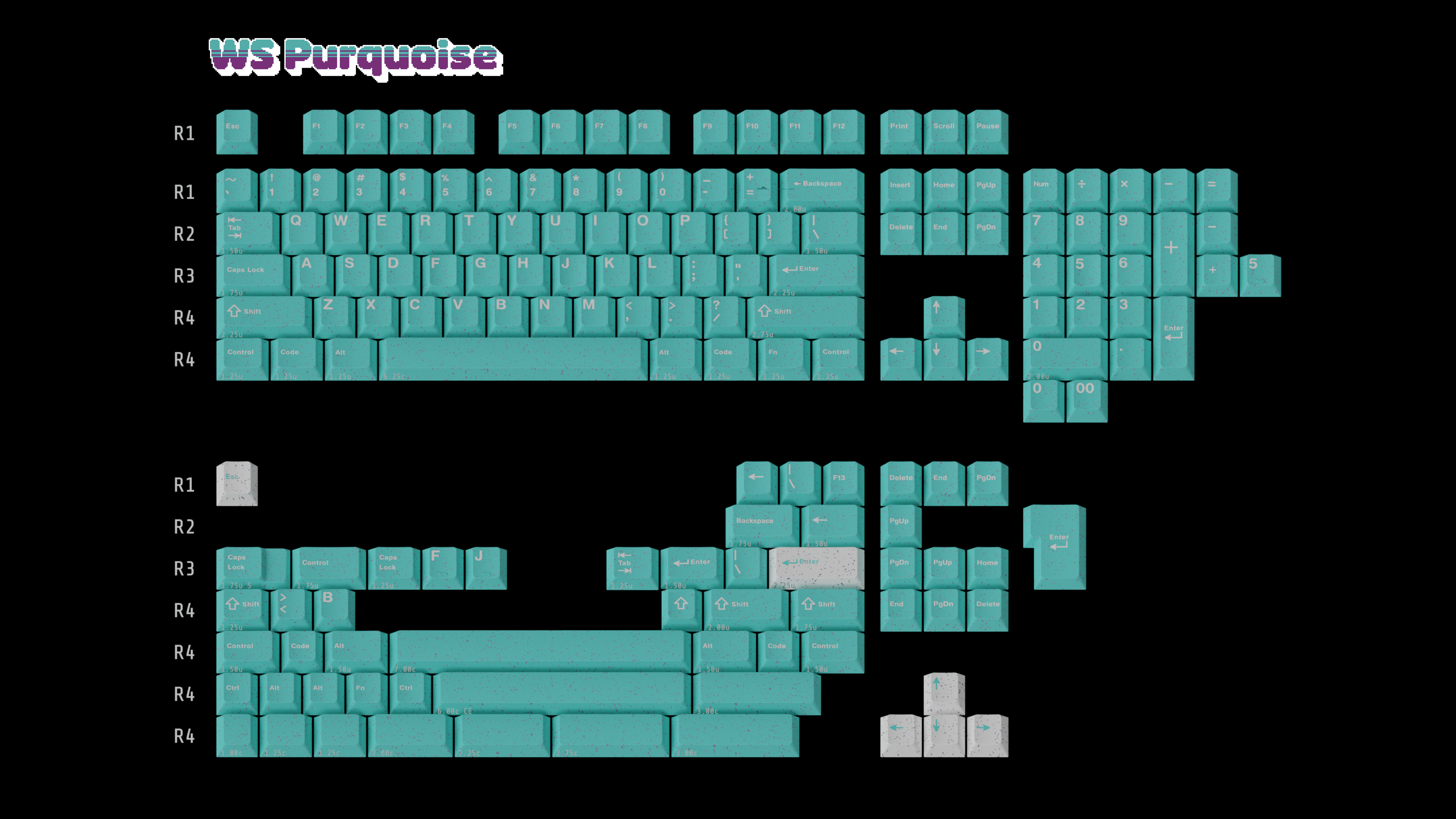 (In Stock) WS Purquoise Doubleshot PBT Keycaps