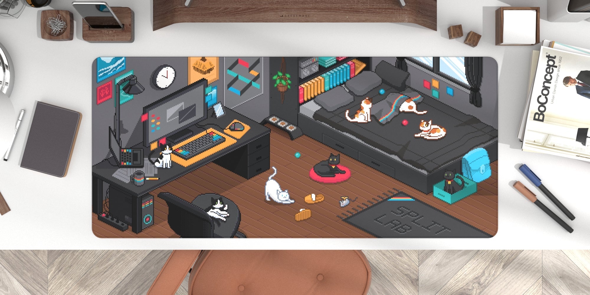 (In Stock) Dot Cat and Dot Dog Deskmats