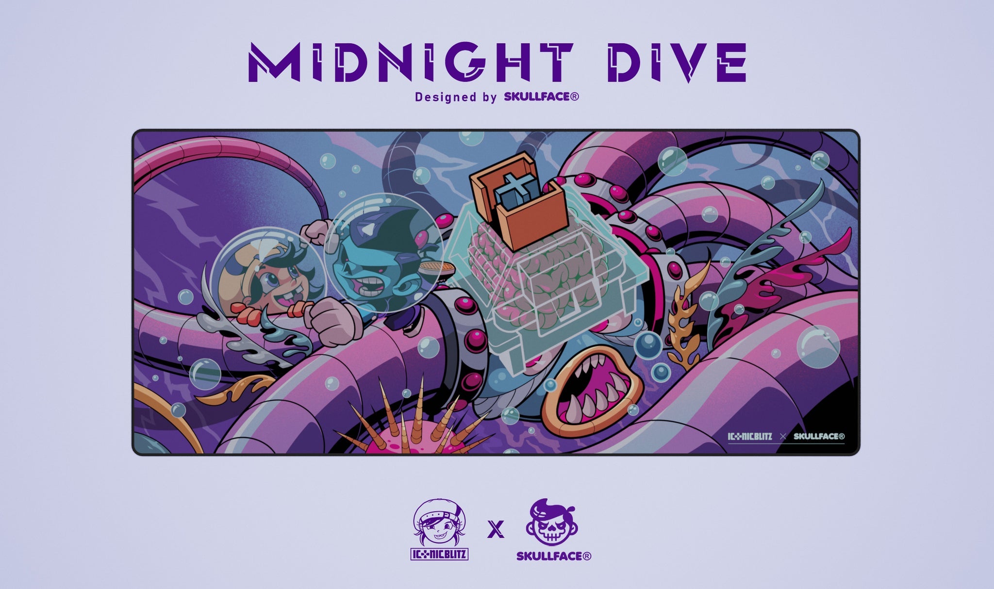 (In Stock) Midnight Dive Deskmats - Iconic Blitz x Skullface Collab