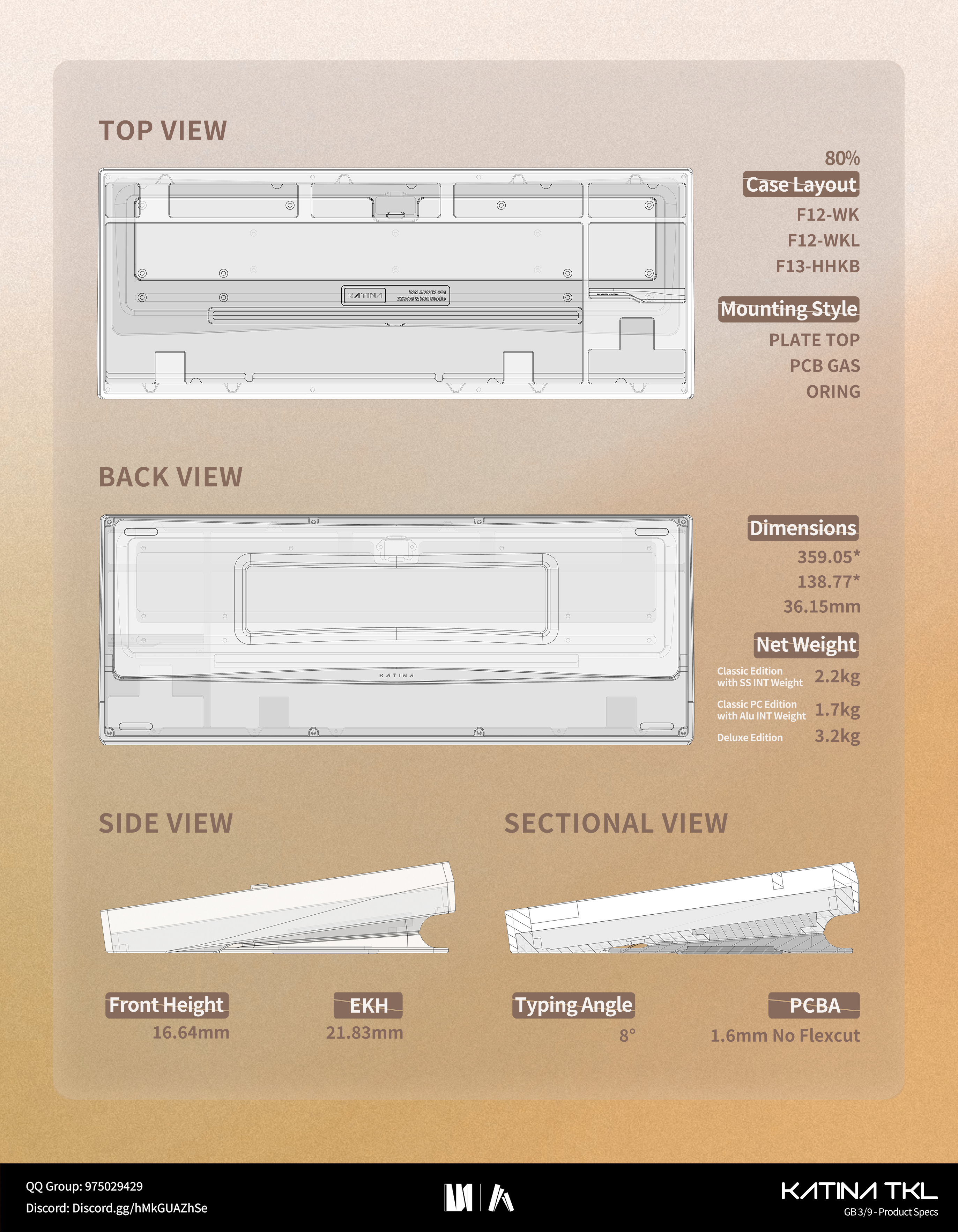 (Group Buy) Katina TKL Deluxe Edition Keyboard Kit