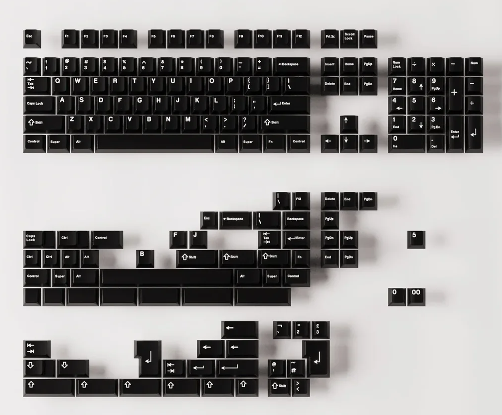 (In Stock) SW White on Black ABS Keycaps