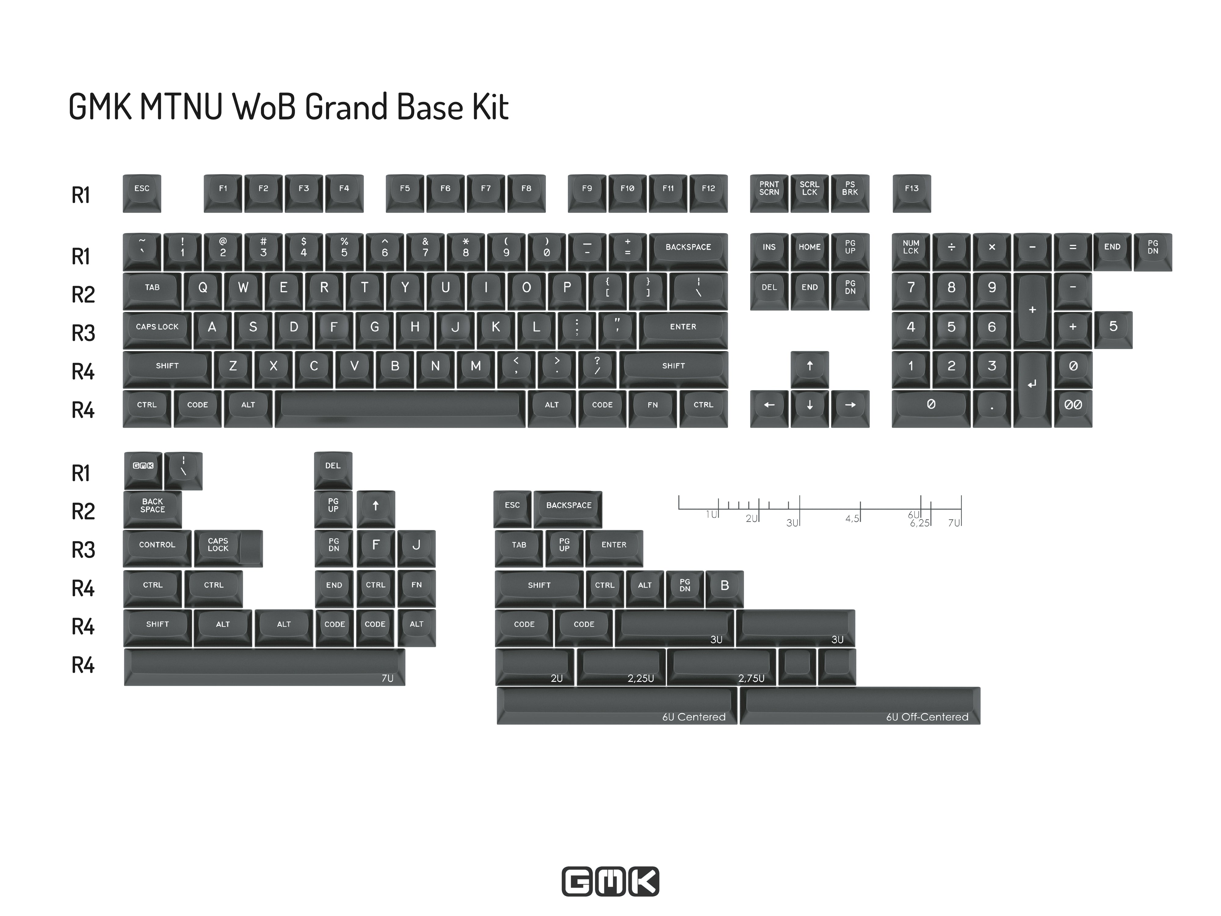 (In Stock) GMK MTNU White on Black