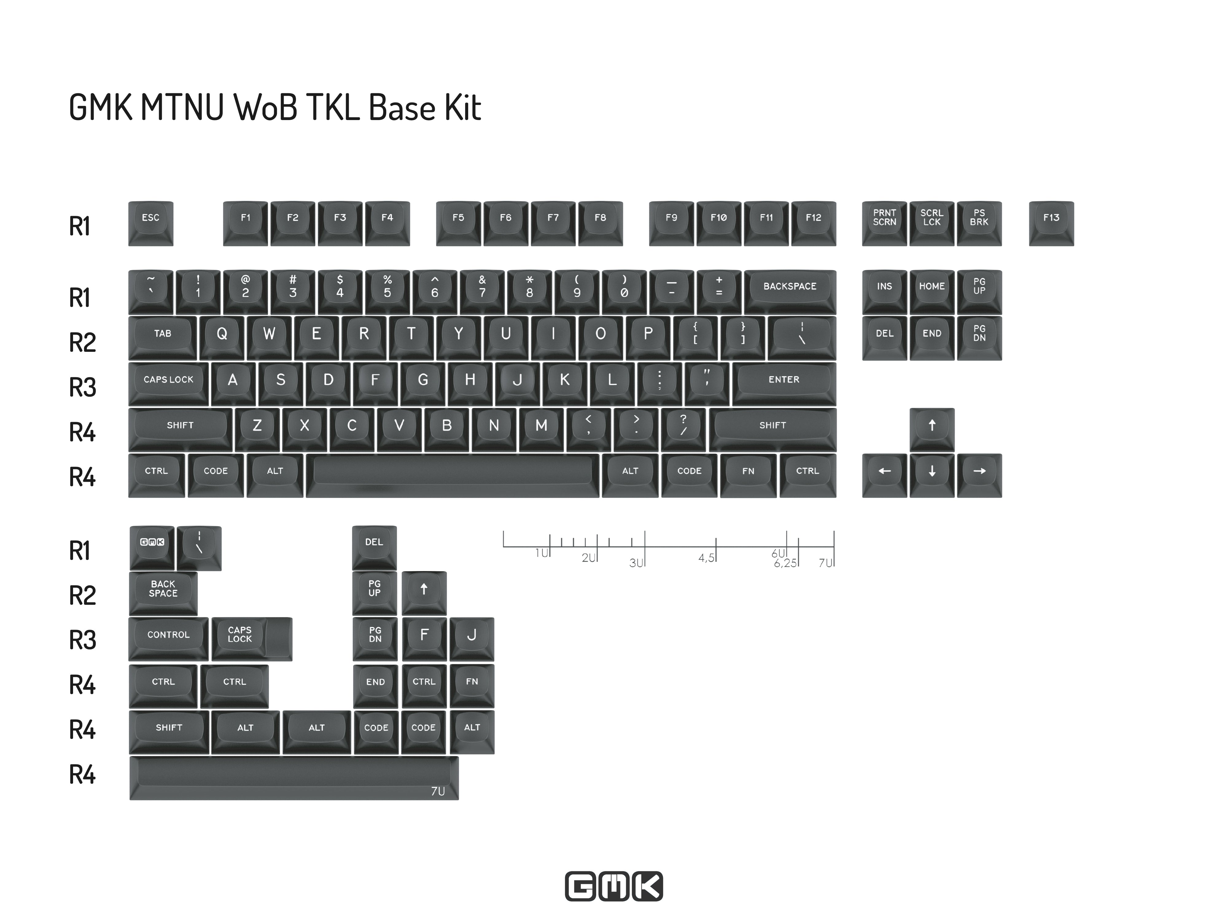 (In Stock) GMK MTNU White on Black