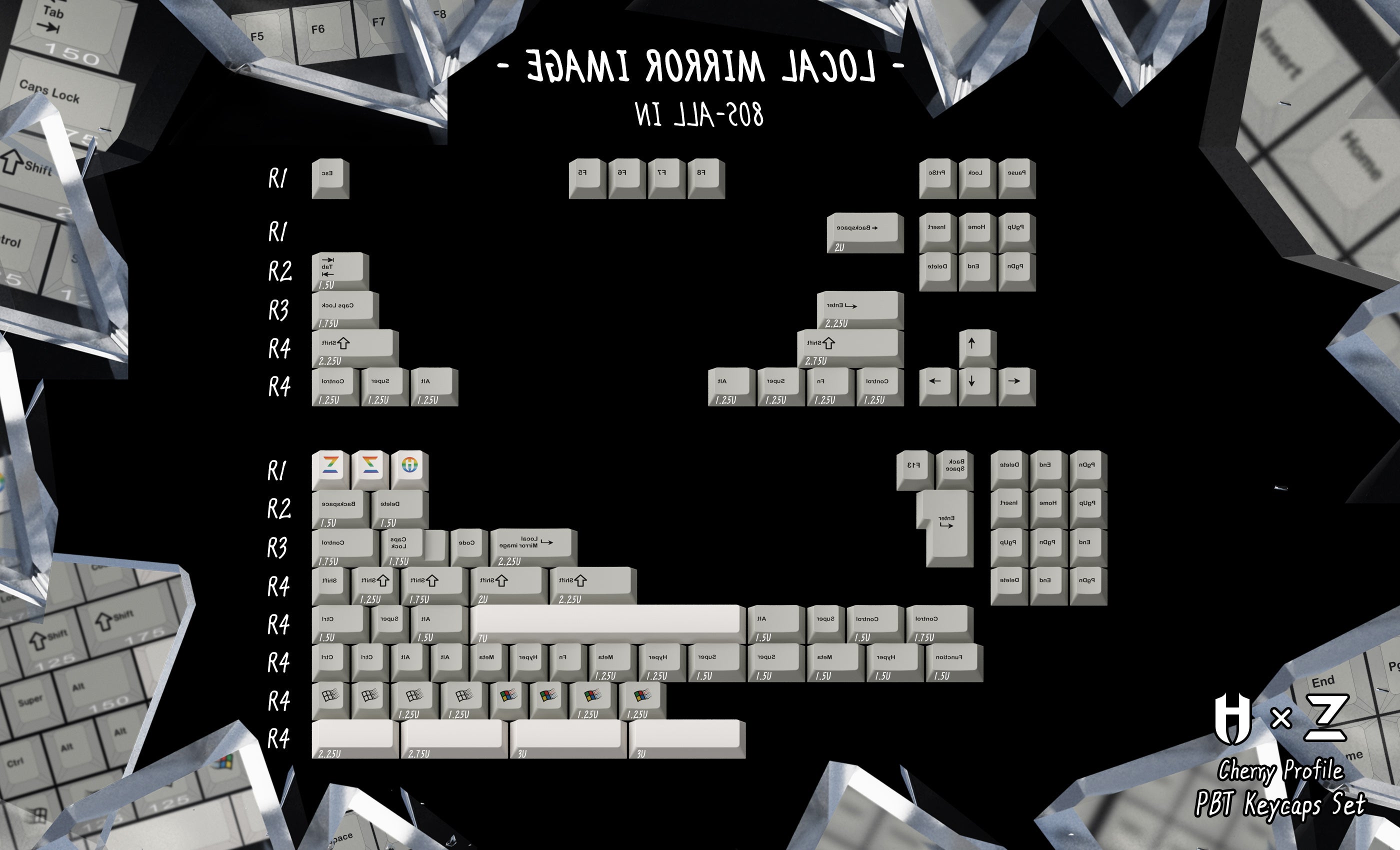 (In Stock) Zero-G Studio x  Hammer PBT "Mirror Image" Keycaps