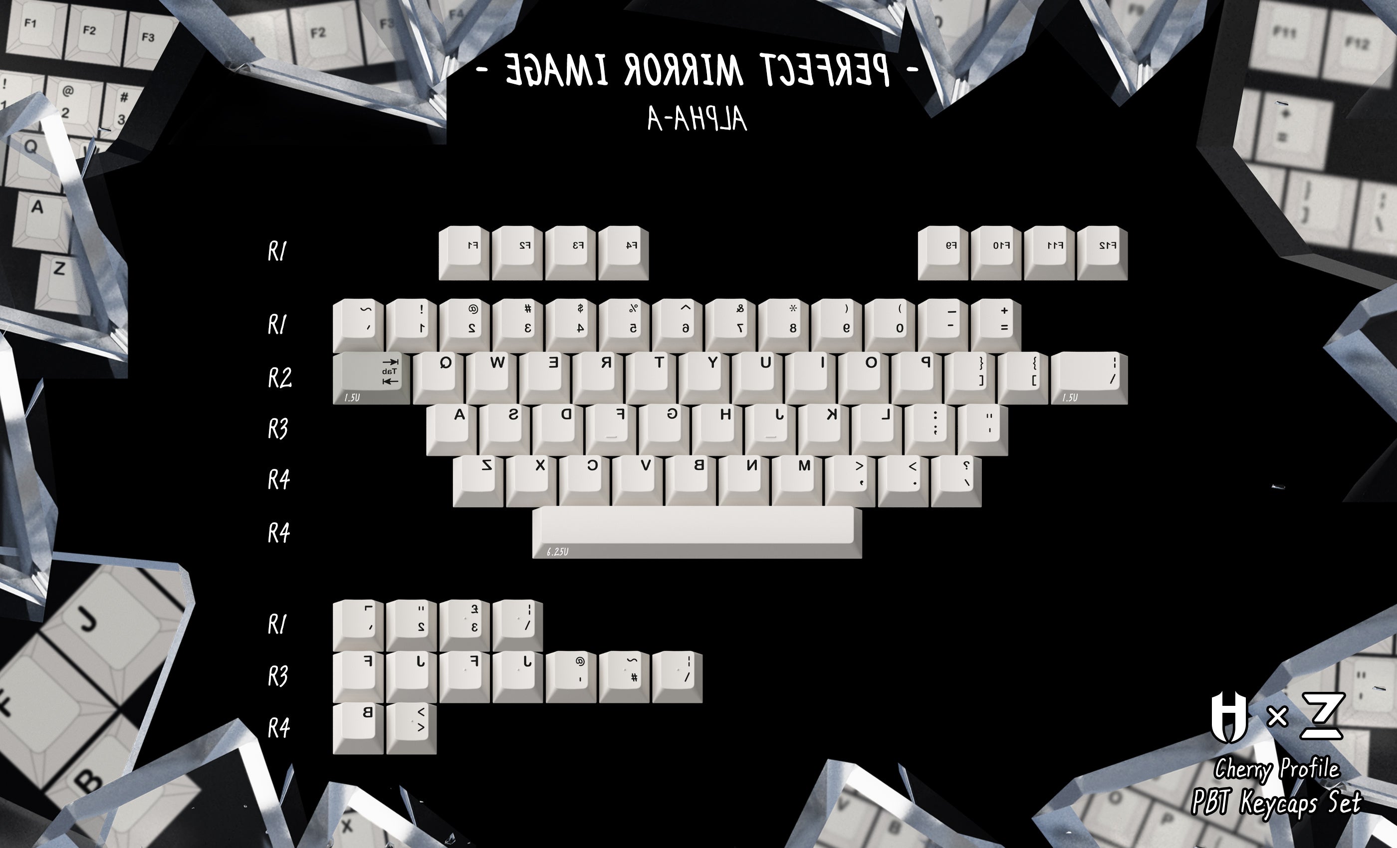 (In Stock) Zero-G Studio x  Hammer PBT "Mirror Image" Keycaps