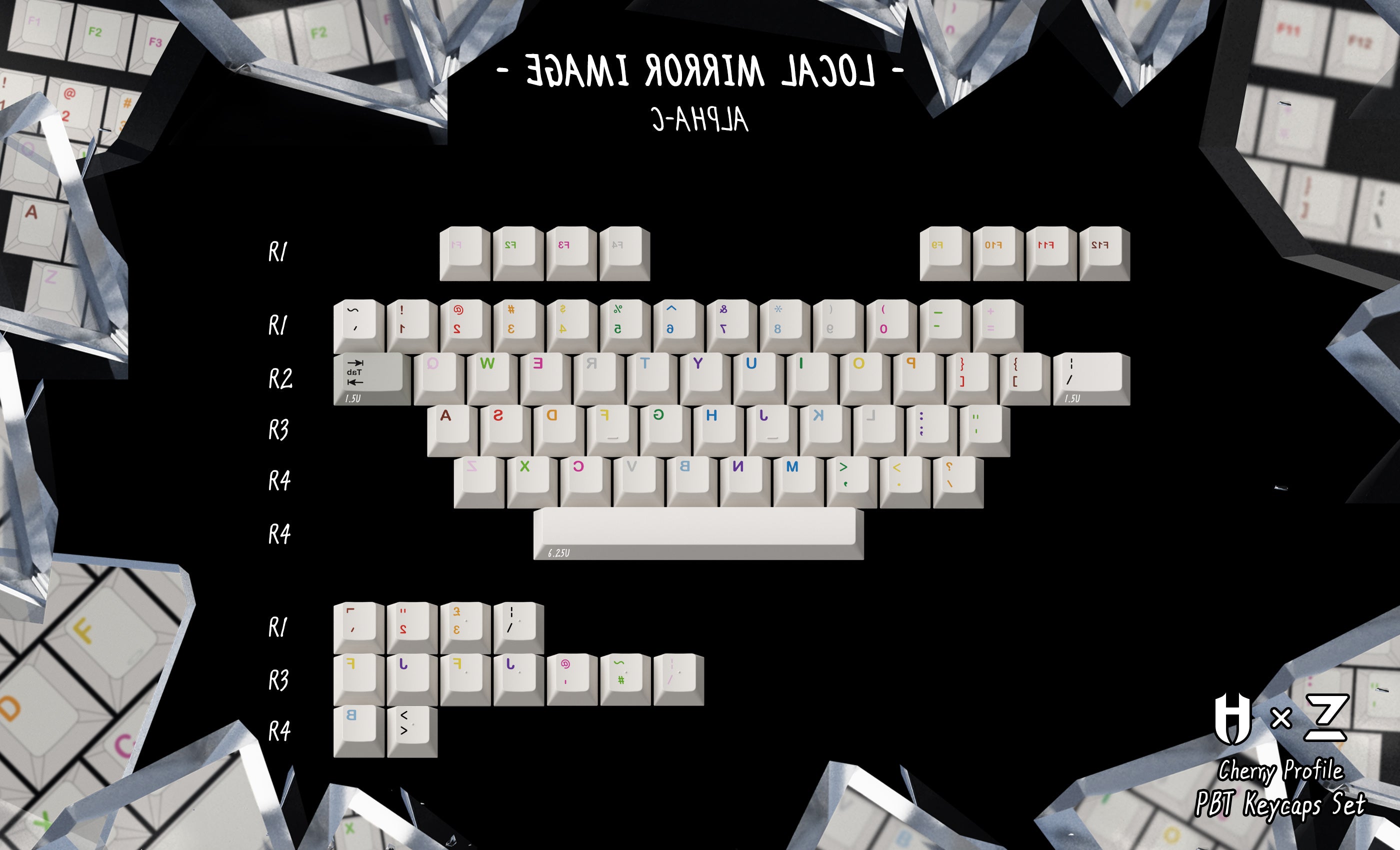 (In Stock) Zero-G Studio x  Hammer PBT "Mirror Image" Keycaps