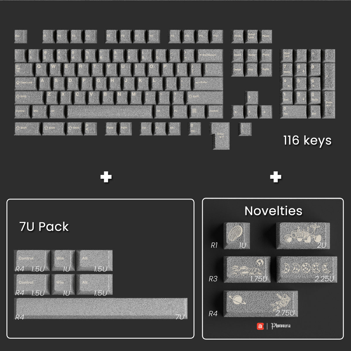 (In Stock) Awekeys Metal Keycaps Set - Moon Landing
