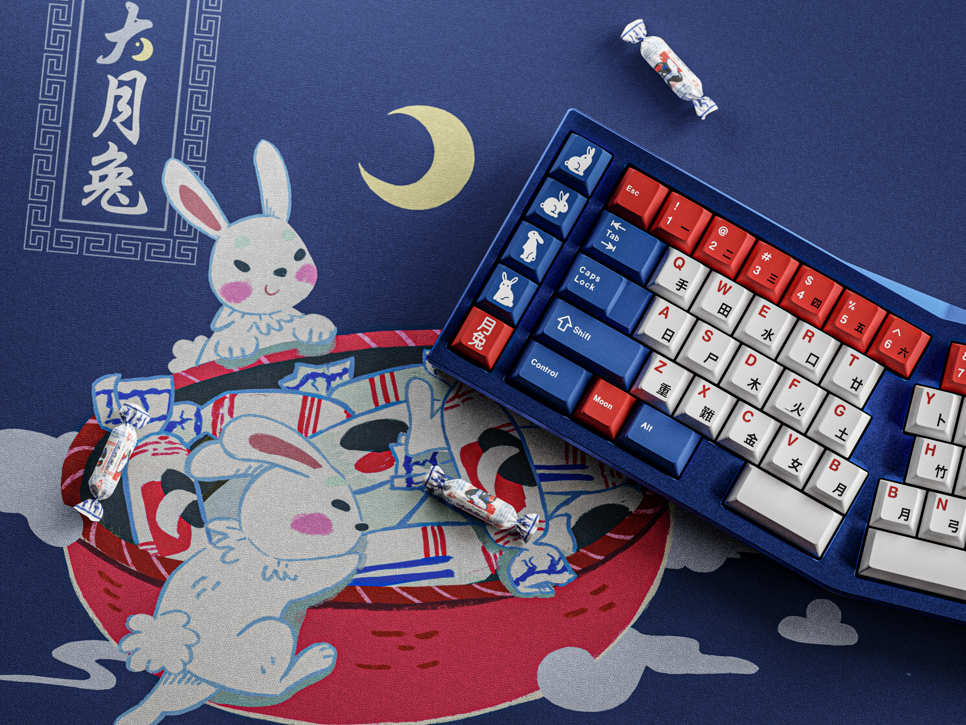 (In Stock) KKB Moon Rabbit Keycaps