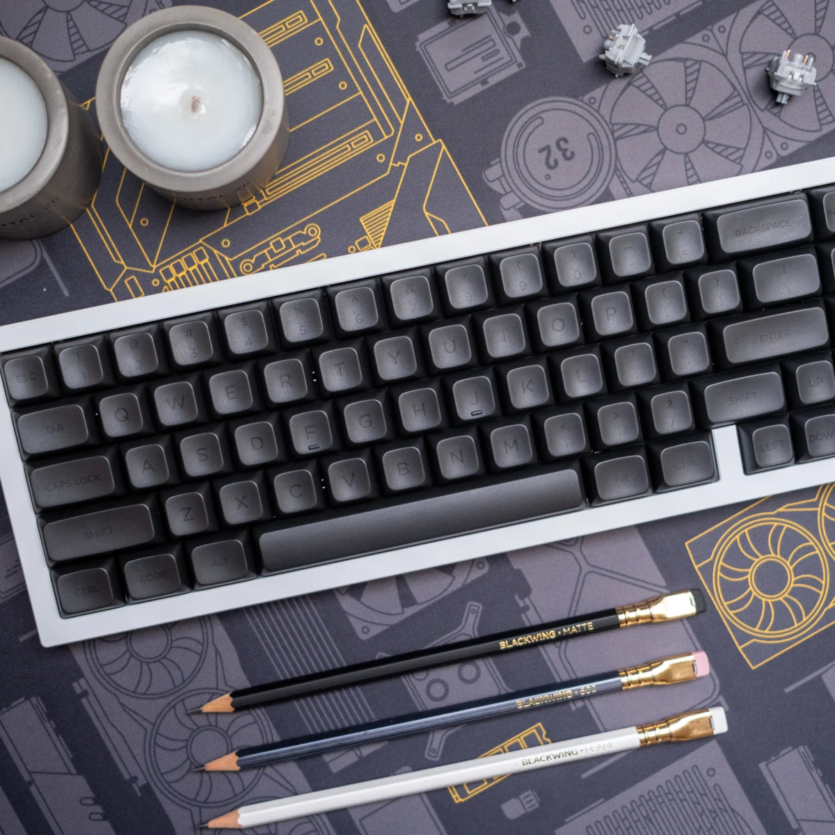 In Stock) PBS Black on Black Keycaps