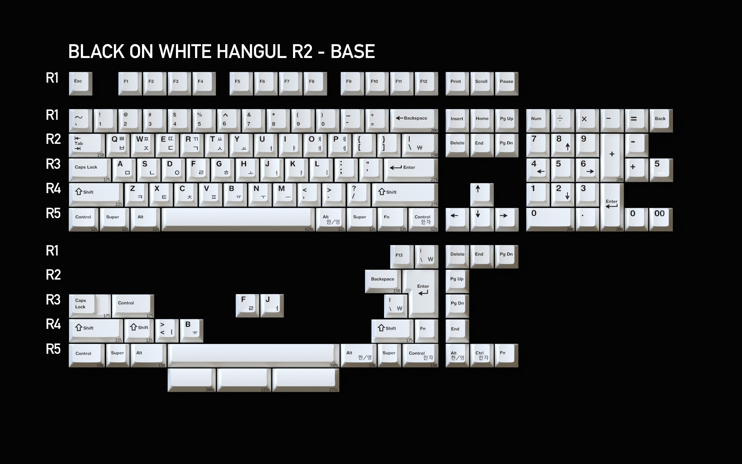 (In Stock) GMK WOB & BOW Hangul R2