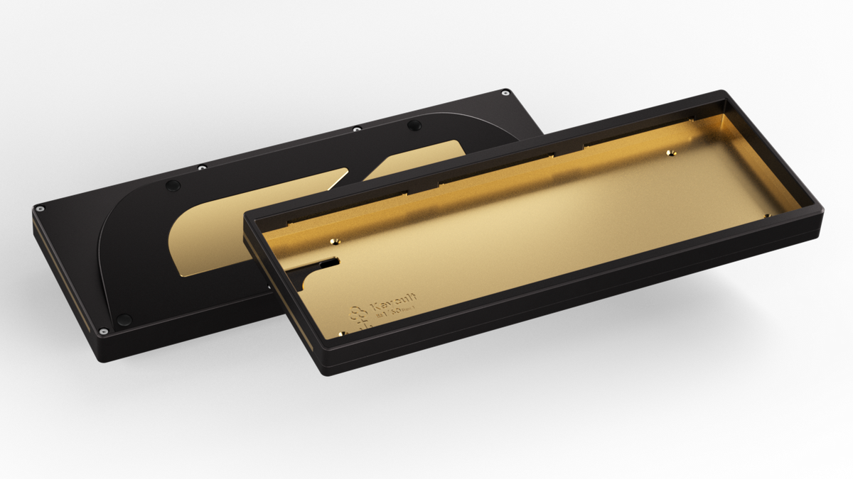 render of a Keycult No. 1 / 60 with black case and brass mid