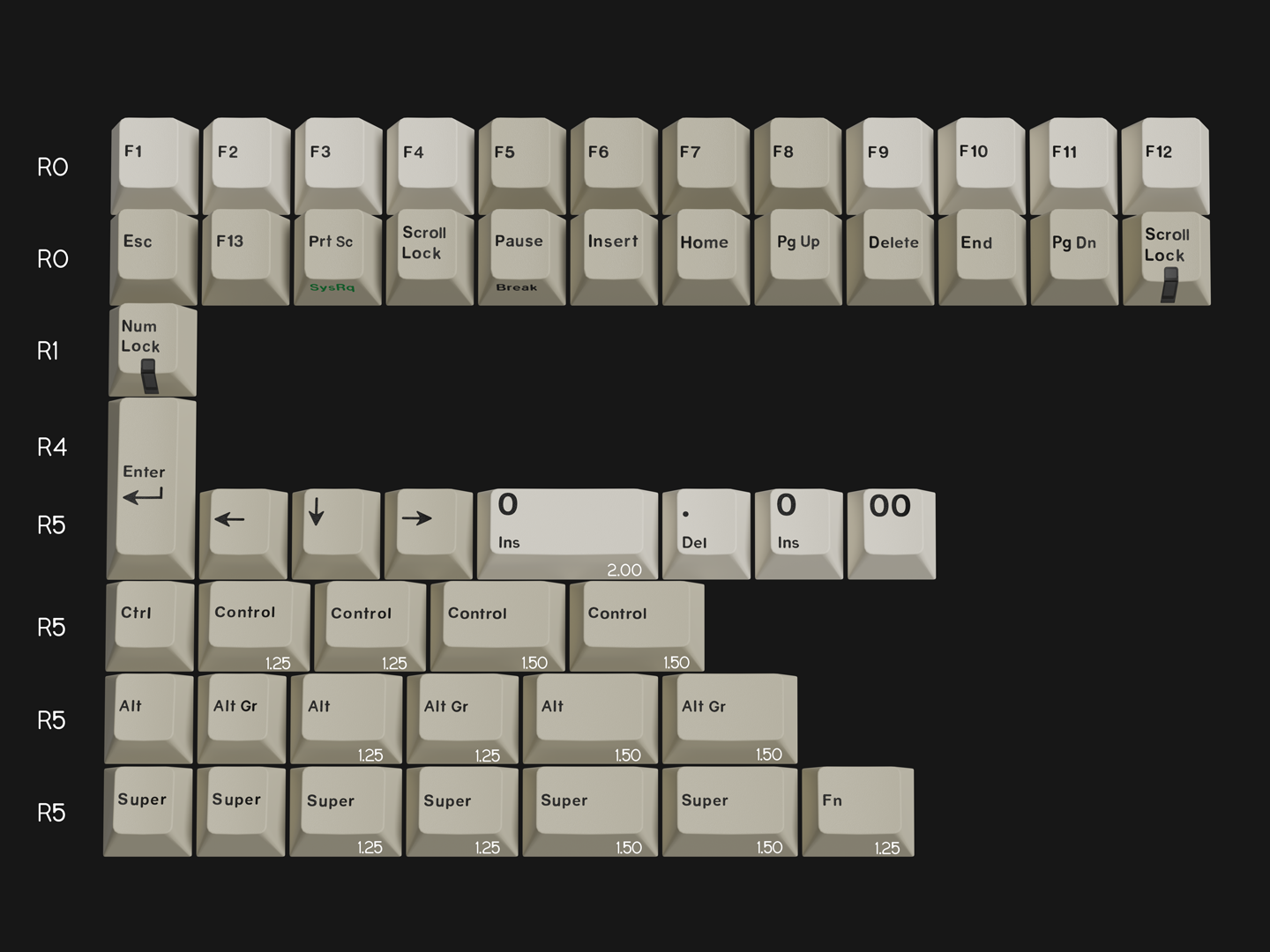 (In Stock) GMK Beige Addon + Extension