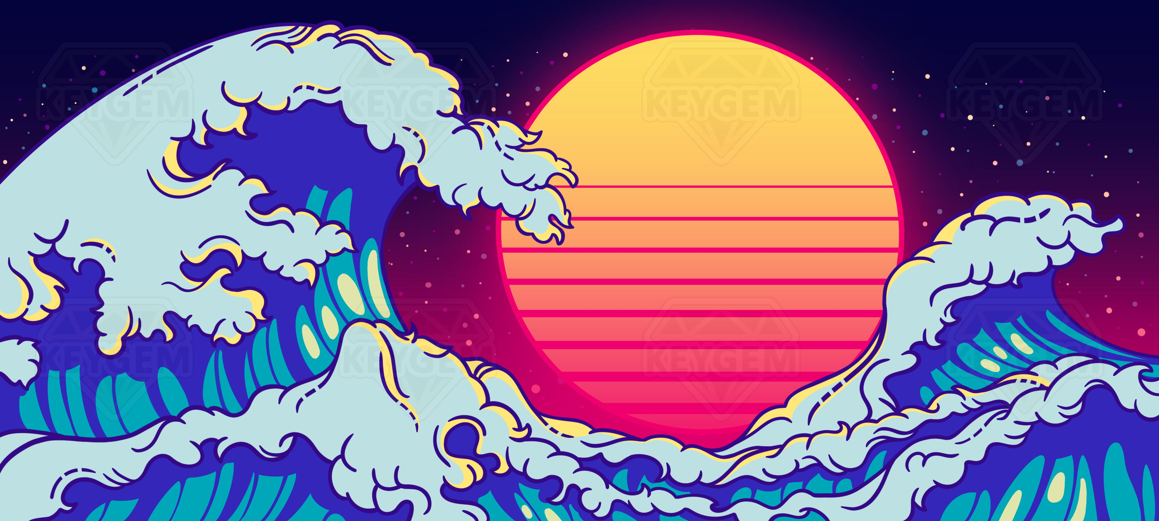 (Group Buy) The Great Retro Wave Deskmat