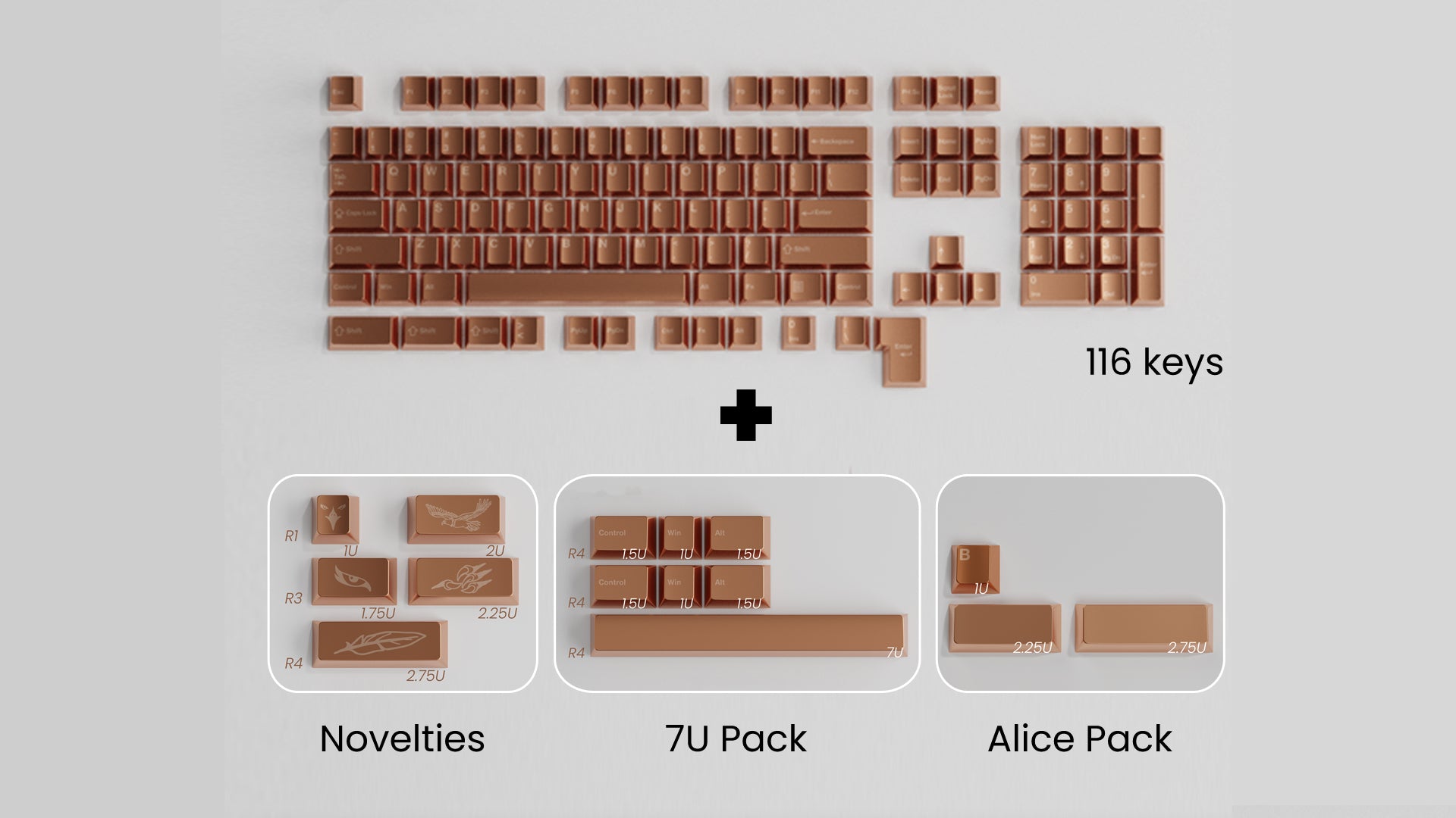 (In Stock) Awekeys Copper Eagle Full Metal Keycap Set