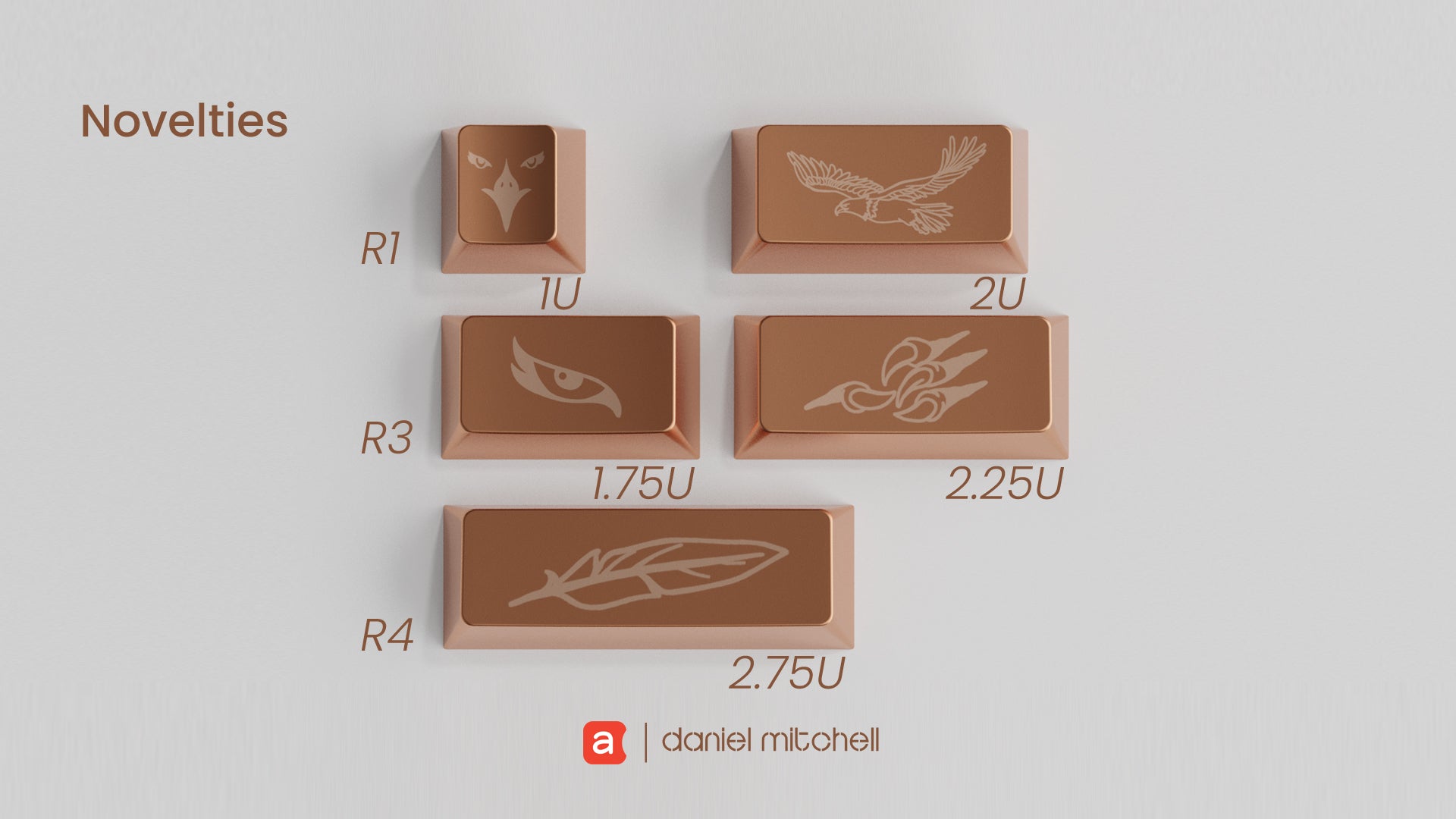 (In Stock) Awekeys Copper Eagle Full Metal Keycap Set