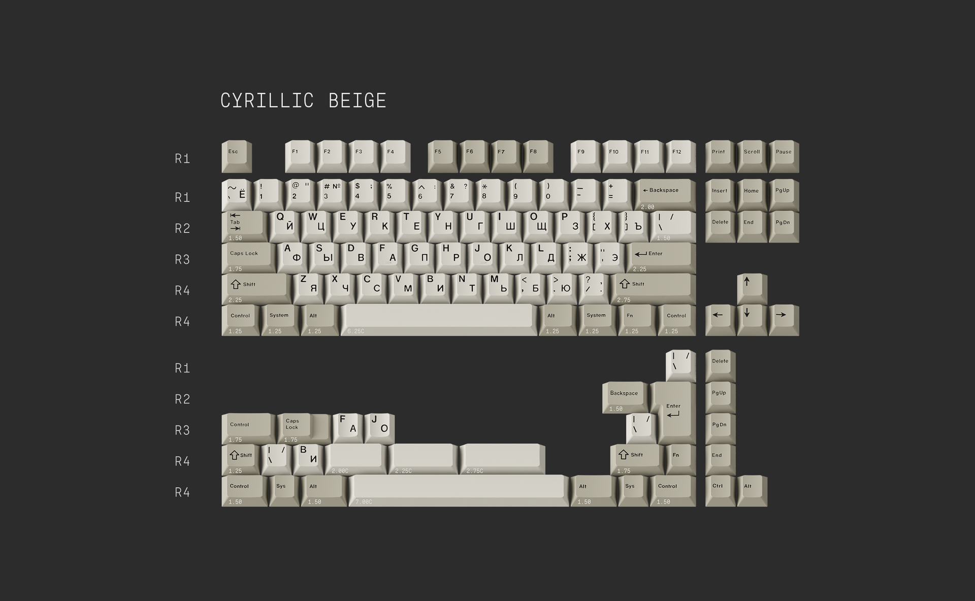 Pre-Order) GMK Cyrillic Beige/WoB