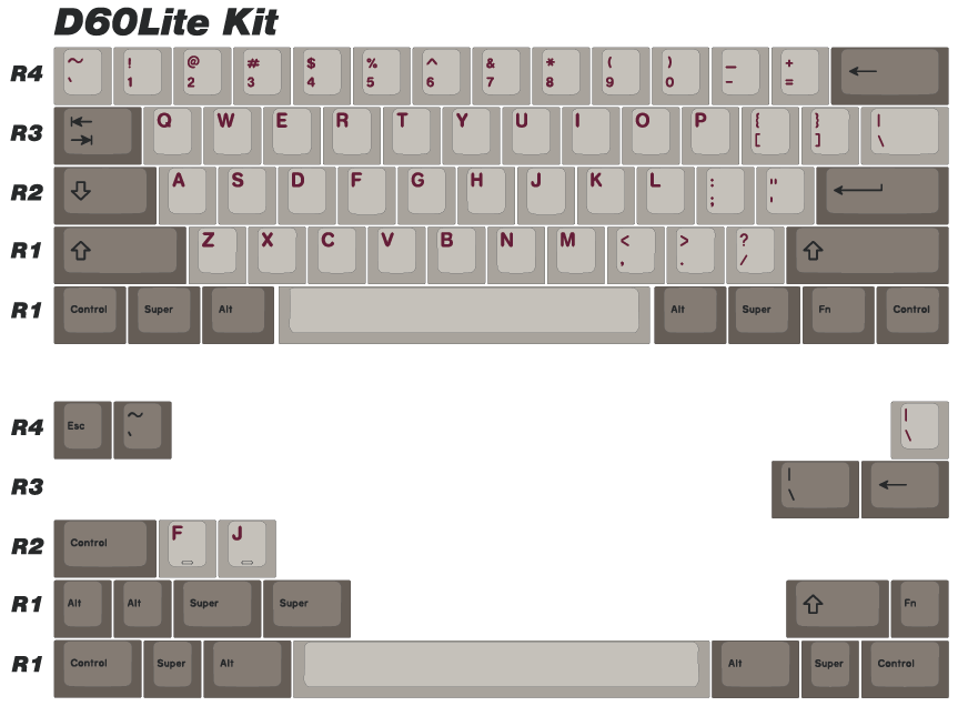 (In Stock) ePBT 6085 D60Lite Keyboard Kit