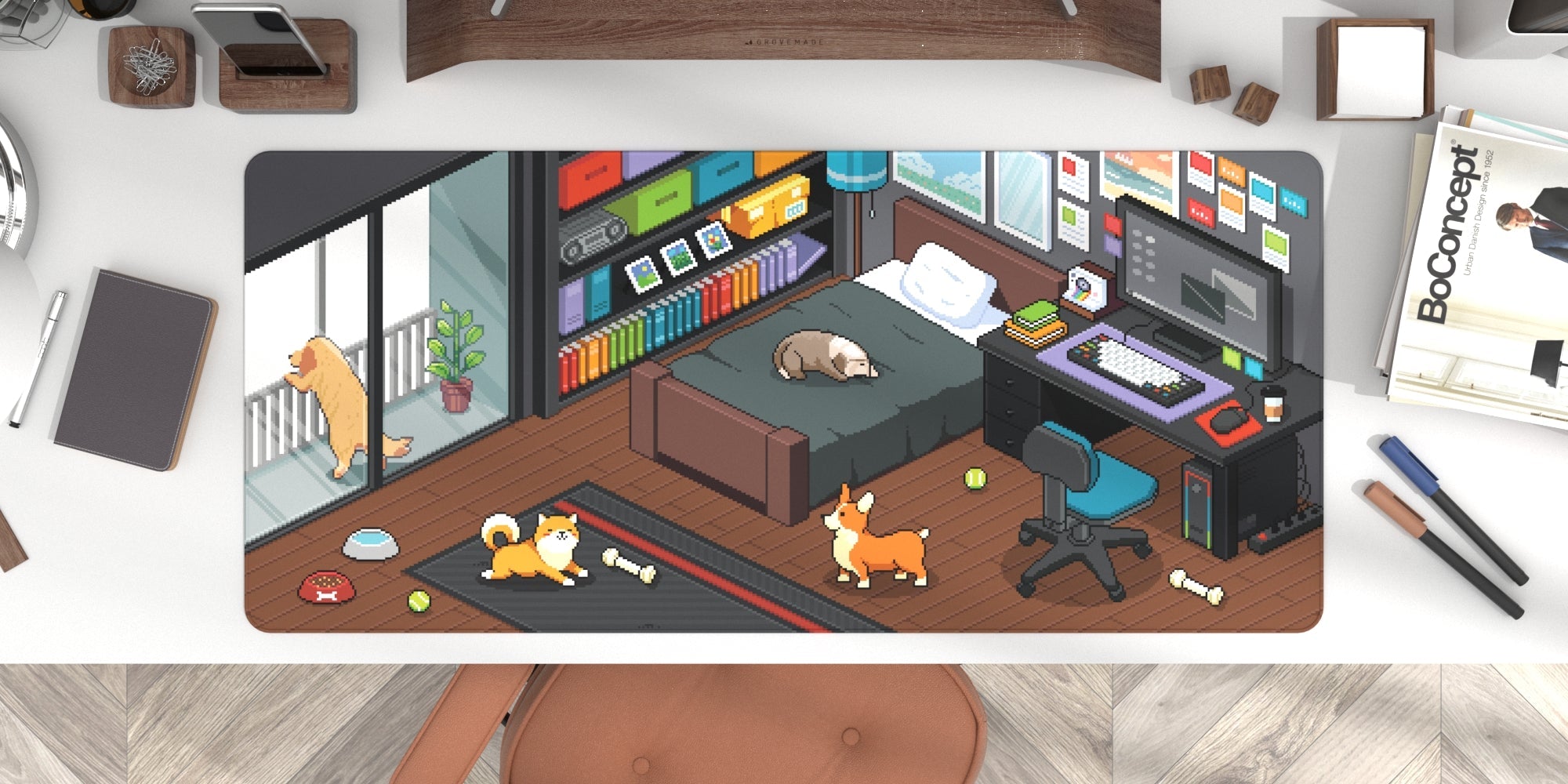(In Stock) Dot Cat and Dot Dog Deskmats