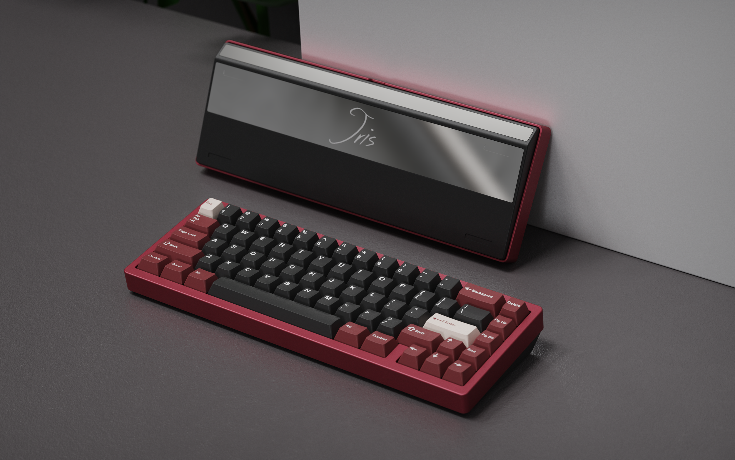 (Group Buy) Jris65 Keyboard Kit - Maroon & Black