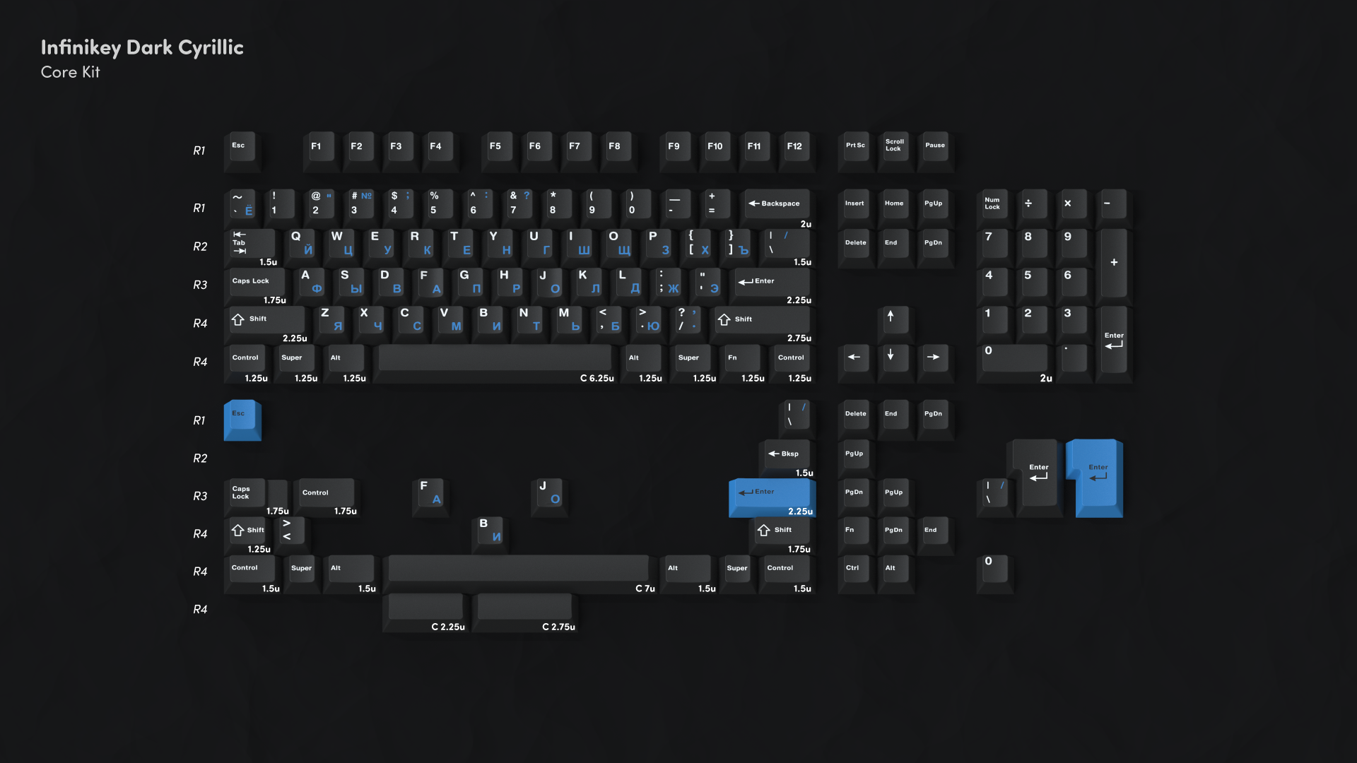 (In Stock) Infinikey Dark Cyrillic